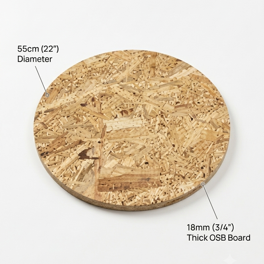 OSB board with dimensions labeled on a white background