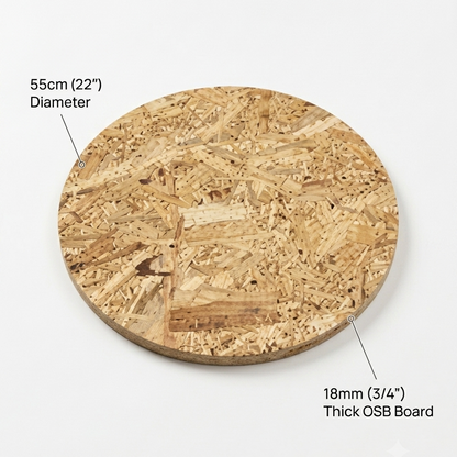 OSB board with dimensions labeled on a white background